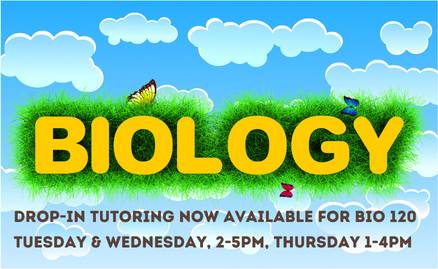 BIO Drop In hours 2-5pm Tuesday and Wednesday, 1-4pm on Thursday